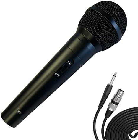 Professional Dynamic Karaoke Vocal Microphone with Cable. Metal Body Black (with switch)