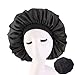 Produktbild Seidenschlafmütze Für Die Haare, Satin Bonnet Sleep Cap Long Hair, Tag Und Nacht Cap,Für Lockiges Haar Elastisches Band Schlafmütze Haarpflege Satin Haube (black)