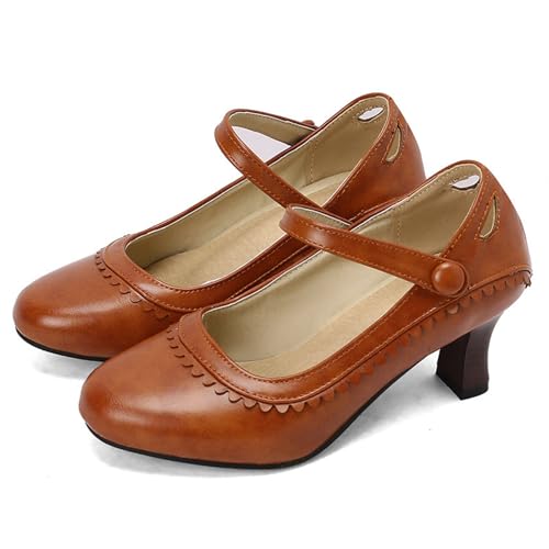 Chaussures Mary Jane rétro pour femmes à bout rond et talons hauts élégants