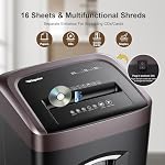 Wingwise 16 Sheets P5 Security Paper Shredder, 60 Minutes Heavy Duty Shredder, Micro Cut, 7.9 Gallons Basket, CD/Card Shredder for Home Office