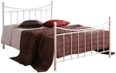 Victorian Style 4ft6 Double Ivory White Metal Bed Frame - FREE Delivery