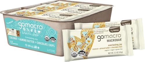 Image of GoMacro MacroBar Organic Vegan Protein Bars - Coconut + Almond Butter + Chocolate Chips (2.3 Ounce Bars, 12 Count) (Pack of 12)