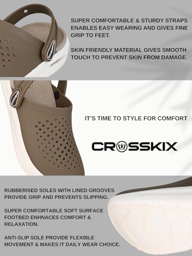 Image of Crosskix AeroComfort 2.0 Men's Lightweight Sport Clogs - Breathable EVA Slip-On Water Shoes with Arch Support and Adjustable Heel Strap