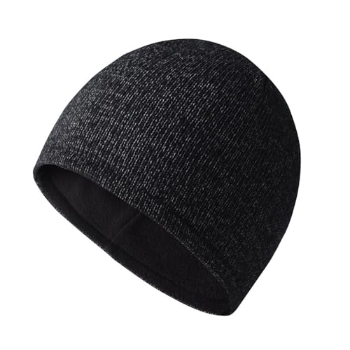 DONGKER Reflektierende Mütze Damen/Herren Warnschutz Beanie für Mann Frau Warme Strickmütze Wintermütze Reflex-Mütze Reflektor Warm und Sicher Unterwegs!