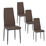 Buybyroom - Juego de 4 sillas de comedor, silla de cocina, cómoda, silla acolchada con tela, respaldo, patas metálicas, silla de comedor asiento, color marrón