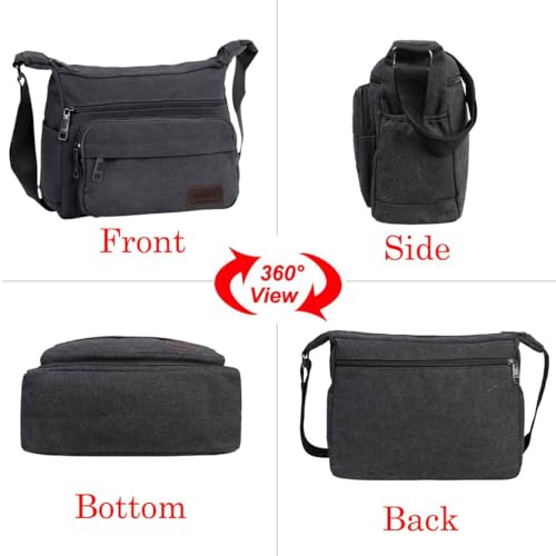 JAKAGO Umhängetasche Herren, Multi-Tasche Schultertaschen,Arbeitstaschen Herren & Damen,für Outdoor,Reisen,Arbeiten,täglicher Gebrauch (Schwarz)