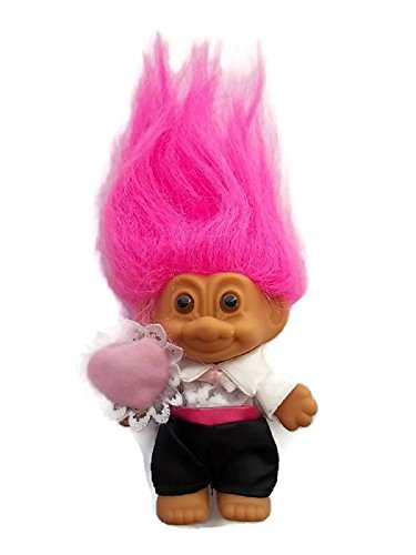 Muñeco Good Luck Troll Groom 11.4 cm Pelo Rosa Vestido miniatura 1