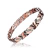 Reaowazo Copper Bracelet for Women Pure Copper Crystal Bracelets Link Chain Charm Christmas Jewelry Gift 3500 Gauss with Adjust Tool