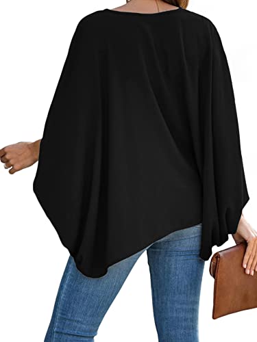 Vrtige Women's Casual V Neck Batwing Long Sleeve Blouse Shirt Tunic Top2