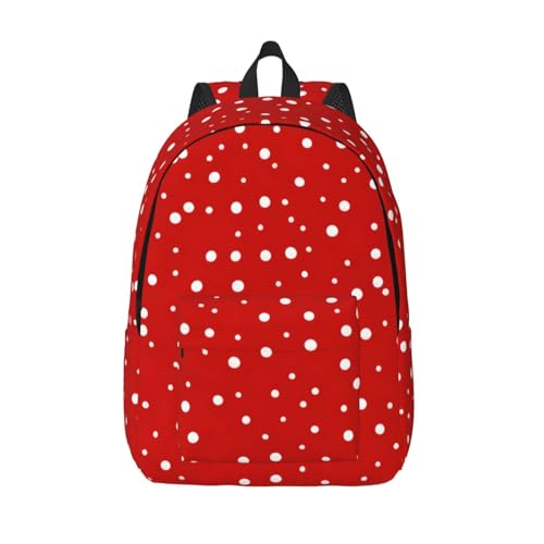 Sac à dos en toile à pois rouges et blancs polyvalent pour randonnée et travail