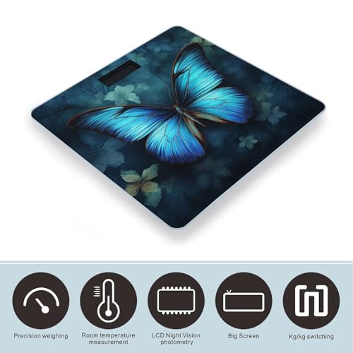 Báscula electrónica con diseño mariposa azul miniatura 3