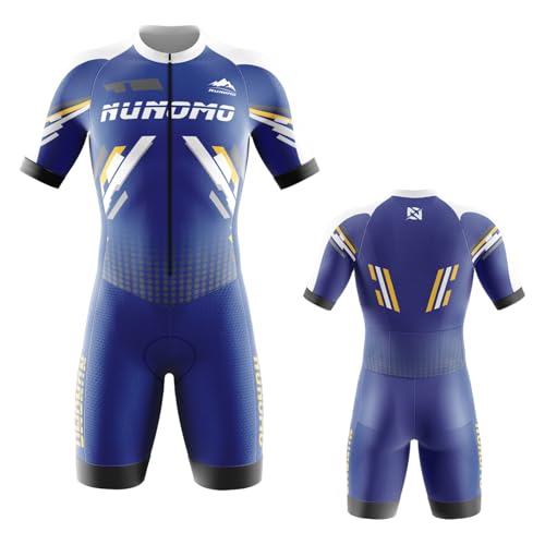 NUNOMO Conjunto de Traje de triatlón de Manga Corta para Hombre,Traje de Ciclismo Acolchado de una Pieza para,Traje de Ciclismo de Secado rápido MTB Mono Racing Ciclismo (TYPE-2,4XL)