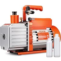 VEVOR 2-stufige Drehschieber-Vakuumpumpe, 1/2 HP, 5 CFM, entwickelt für HVAC-Service, Kältekonservierung & Harzentgasung, mit 1/4 Zoll SAE-, 3/8 Zoll SAE- & 1/2 Zoll ACME-Messereinlässen