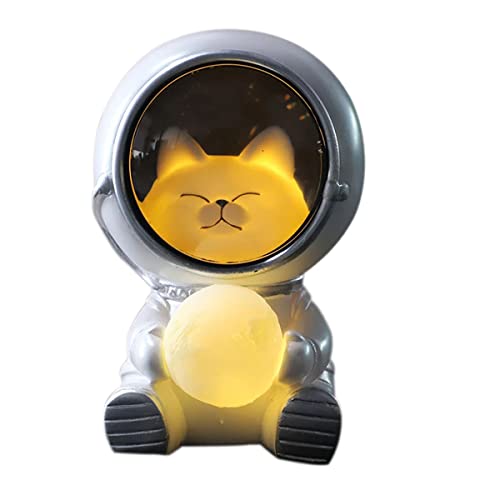LUCKKY Astronaut LED Night Lights,Sternenhimmel Astronaut Erde Nachtlicht,LED Nachtlicht Dekoration Schlafzimmer Lampe,Astronaut Nachtlicht Spaceman,Tier Atmosphäre Harz Nachtlicht,Tischlampe (Katze)