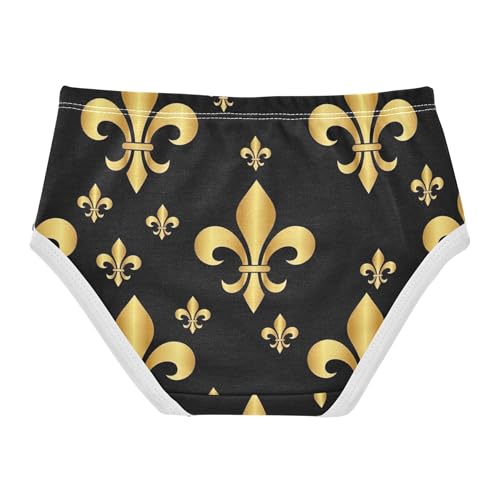 Cotton Toddler Underwear Floral Gold Fleur Mardi Gras Black Panties Little Girl Funny Briefs Kids Undies 2t2