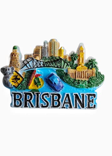 Imán de nevera Brisbane Australia polyresina 3.1x2.2 in miniatura 1