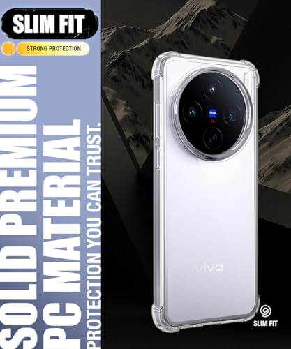 Image of WOW IMAGINE Ultra-Hybrid Crystal Clear Back Case for Vivo X200T 5G | Shockproof Design | Camera Protection Bump | Hard Mobile Back Cover with Cushioned Edges - Transparent