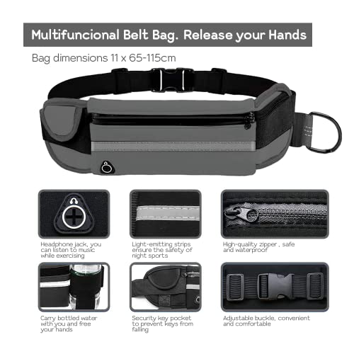 Edipets, Joggingleine Hunde, Freihändig, Laufen, Wandern, Gurtband, Anti-Stress, Reflektierend, 160-220 cm (Grau)