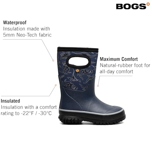 Image of BOGS Grasp Kids Waterproof Rain Boots, Insulated Winter Snow Boots | Winter Boots, for Rain, Snow & Mud with Easy Pull-On Handles for Toddlers, Boys & Girls, All-Weather Protection