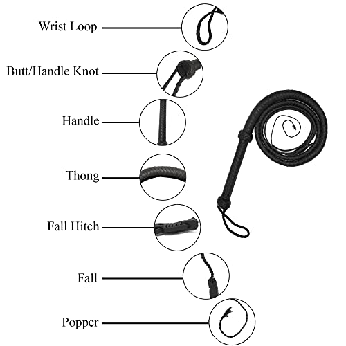 Ardour Crafts Bull Whip Made With Heavy Duty Cowhide Leather Whip - Indiana Jones Leather Whip For Beginners/Training/Toddler (6 Feet) #TOP6