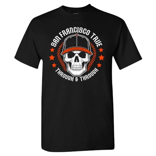 San Francisco True Through & Through Men's Skull T-Shirt for San Francisco Fans (Black Shirt,L)