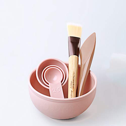 PIXNOR Face Pack Tigela Tigela Escova Colheres de Medição Mulheres Senhoras Casa Diy Suprimentos Ros