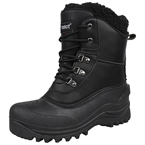 riemot Women's Men's Snow Boots, Waterproof Winter Boots for Hiking Trekking Climbing Mucker & Yard Fishing Country Gardening Biker,Ankle Support Fluffy Women Black 8 UK/41 EU Cover
