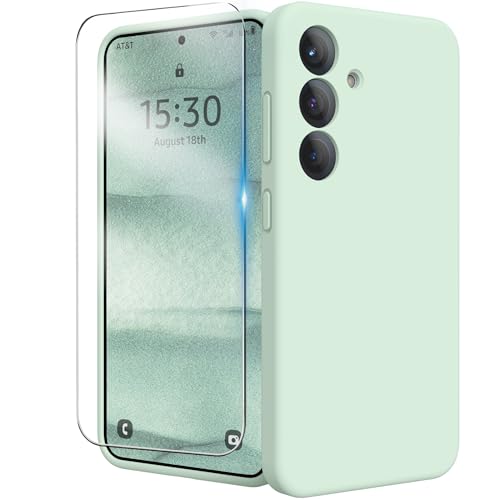INGIDO for Samsung Galaxy S25 Plus Case, Liquid Silicone Cover with Camera Protection Anti-Scratch Soft Microfiber Lining Shockproof Protective Phone Case for S25+ 6.7", Light Green