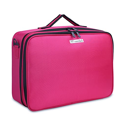 NFI essentials 3 Layers Large Makeup Storage Organizer with Adjustable Compartment – Pink