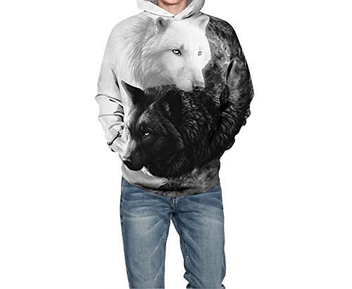 Faringoto Moletom com capuz para meninos e meninas de 5 a 16 anos, Lobo 07, PP