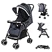 Yoleo Buggy Kinderwagen klein zusammenklappbar, Kinderbuggy bis 15 kg, Liegebuggy mit Rücken und Fußstützenverstellung, Hinterradbremse/Einkaufskorb/Einhändig Faltbar/Sonnen Verdeck/Dunkelgrau
