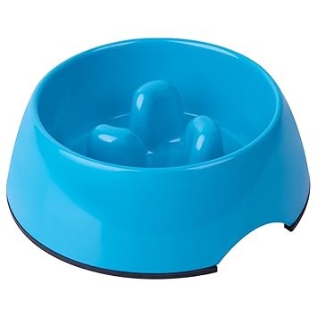 Super Design Anti-Gulping Dog Bowl Slow Feeder, Interactive Bloat Stop Pet Bowl for Fast Eaters 1.5 Cup Blue