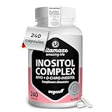 Complexe Inositol 240 Gélules, 2100mg Myo Inositol + D Chiro Inositol avec Vitamine B6, Acide Folique & Chrome. Équilibre Hormonal et SOPK (80 Jours)   Végan, Sans Additifs