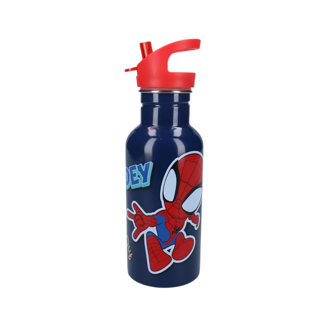 My sweety pop Kids Water Bottle, Stainless Steel Nursery School Vacation Meal, 22cm 500ml Liquid Intake Gift Idea Bottle Spidey, Blue/Red
