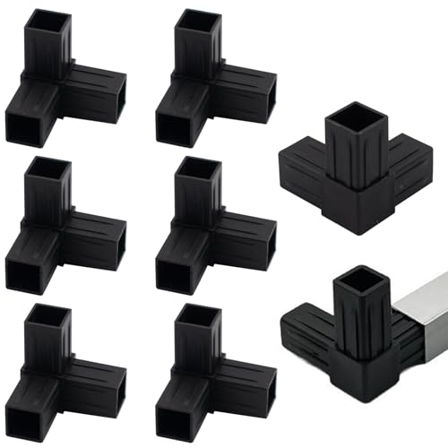 8 PCS 1''/25mm Plastic Square Tube Connector, 3-Way Side Outlet Elbow 90 Degree L-Shaped Pipe...