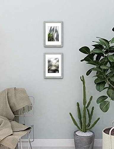 Afuly A4 Photo Frame Grey Wooden Grain 6x8 Picture Frames Wall Mounted and Tabletop Gallery Display Gift,Set of 2