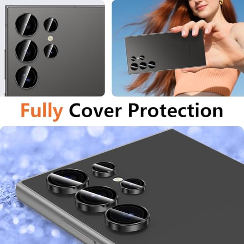 Image of Premium Camera Lens Protector Compatible For Samsung Galaxy S24 Ultra 5G (Black) Camera Lens Protector - 9H Tempered Glass, Military-Grade Anti-Scratch, Case-Friendly, Easy Install Frame