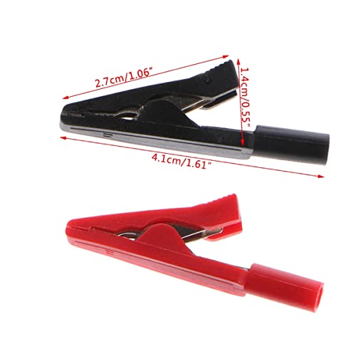 Image of 4sets Insulated Mini Test Alligator Clip 2mm Red Black Insulated Safety Multimeter Test Leads Alligator Clips Plug Connectors Heavy-Duty Insulated Alligator Clips