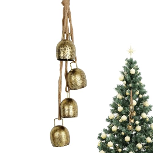 Goldene Weihnachtsglocken Vintage 4 Glocken rustikale hängende...