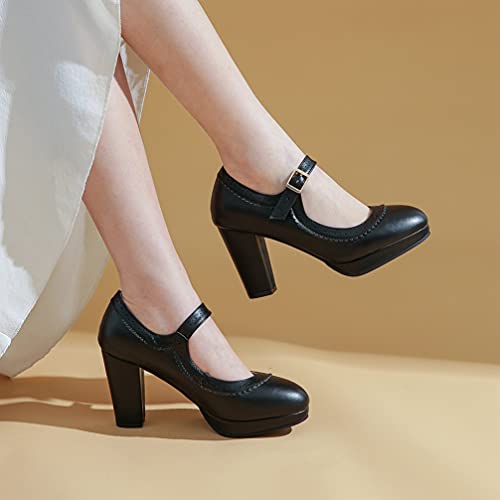 KOKOMOMO Womens Rockabilly Shoes Vintage Mary Jane Platform Heels Block Heel Ankle Strap Pumps3