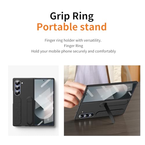 Image of for Samsung Galaxy Z Fold 8 Ultra Protect Case with Wristband Stand, Built-in Screen & Lens Protection Shockproof Full Body Drop Fall Protection.(Black)
