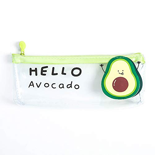Alician - Estuche para lápices de aguacate transparente con cremallera de PVC para bolígrafos, para la escuela, artículos de papelería y herramientas de suministros, color u00a1Hola ahí! Aguacate as shown