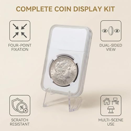 10 piezas soporte para monedas de 38mm transparente miniatura 4