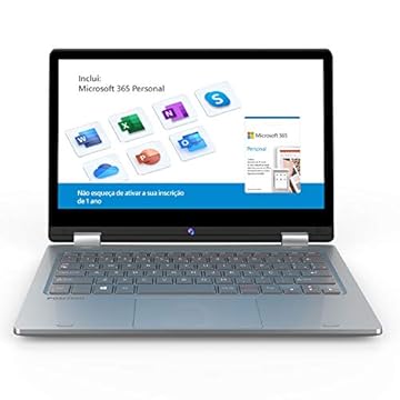 Notebook 2 em 1 Positivo Duo C4128C Intel Celeron 4GB 128GB 11.6" IPS Full HD touch Windows 10 Home, Cinza - Inclui Microsoft 365 Personal por 1 ano