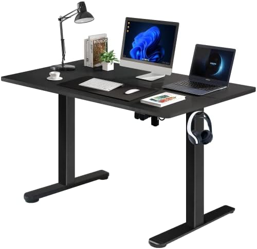 Lifetime Home Height Adjustable 55 Inches Electric Standing Desk - Upgraded Ultra Durable Home Office Large Rectangular Computer or Laptop Sit Stand Workstation Table - 55 x 24 inches, Black