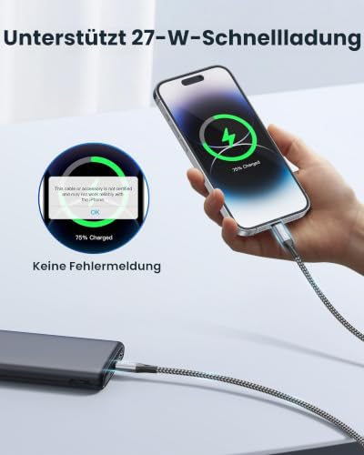 RAVIAD Lightning Kabel USB C 1M [MFi Zertifiziert] iPhone Ladekabel USB C – Ansicht 2