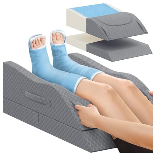 CushZone Leg Pillow, Leg Elevation Pillows for After Surgery, Double Leg & 3 Height Adjustable Bolster Pillow, Leg Pillow Elevation Blood Circulation, for Post-Surgery, Grey