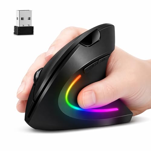 Mouse Vertical Ergonômico Bluetooth Sem Fio Recarregável RGB Silencioso