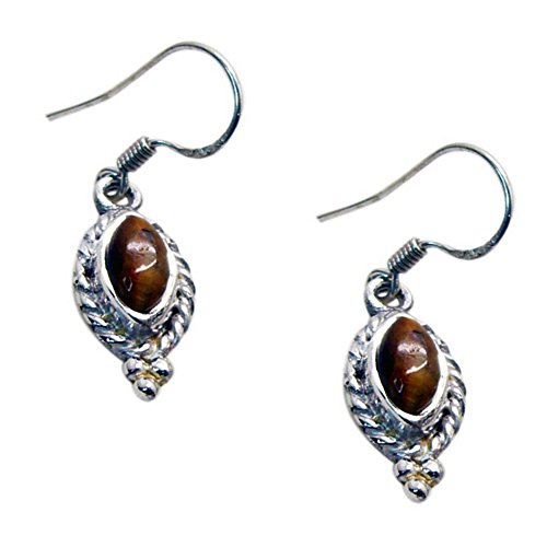 Boucles d'oreilles œil de tigre femme argent sterling 925 pierre naturelle précieuse