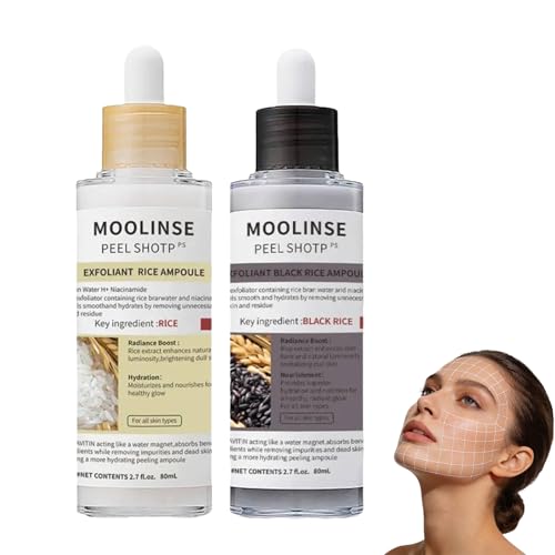 Lumeva Peel Shot,Lumeva Visage Point Noir,Exfoliant Visage Coréen - Sérum Exfoliant Riz Noir & Blanc, Nettoyage Profond des Pores et Points Noirs, Pour Tous Types de Peau - 80 ml